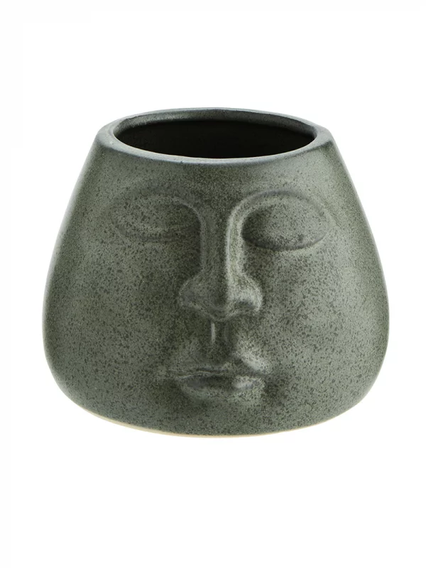 Cache pot visage vert d'eau