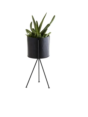 Piedestal pour plantes vertes, support pour cache pot moderne élégant en métal noir. Support pour plante d'intérieur.
