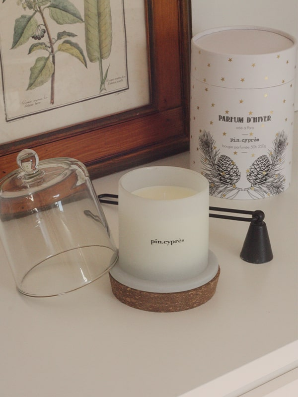 Bougie Hiver pin-cyprès