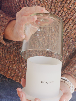 Bougie parfumée avec cloche en verre, Hiver, Pin-Cyprès, 240g, 50h