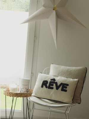 Coussin Rêve, 100% coton, empiècement bouclette noir