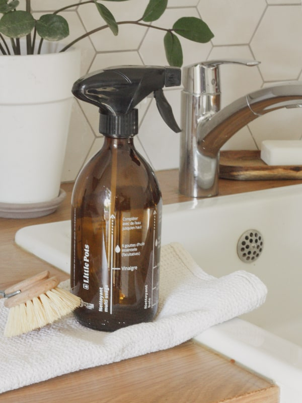 Flacon spray verre recyclé 500ml avec recettes sérigraphiées