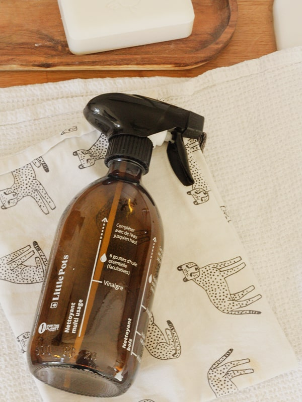 Flacon spray verre recyclé 500ml avec recettes sérigraphiées