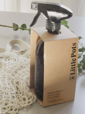 Bouteille spray rechargeable en verre ambré recyclable 500ml avec gâchette Little Pots