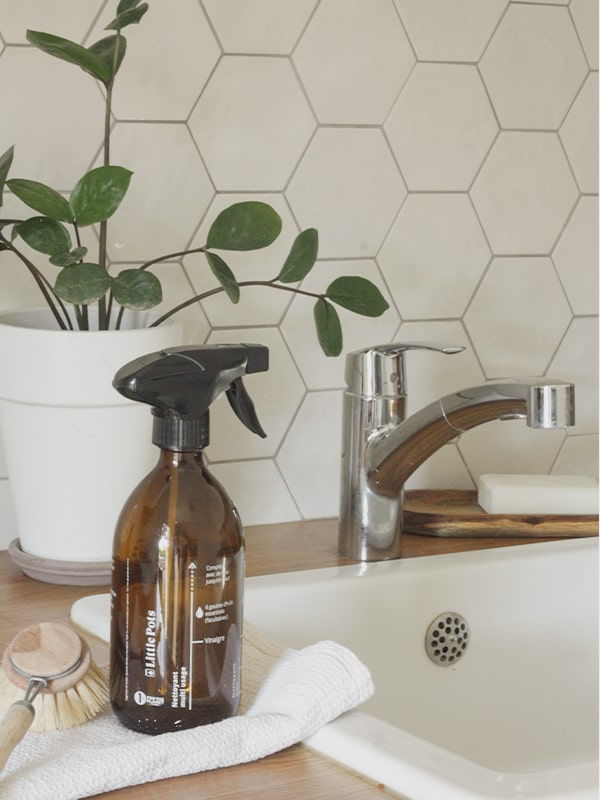 Flacon spray verre recyclé 500ml avec recettes sérigraphiées