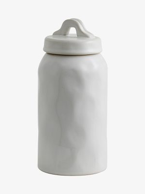Pot de conservation en céramique blanc avec couvercle – Bocal de rangement 1300ml