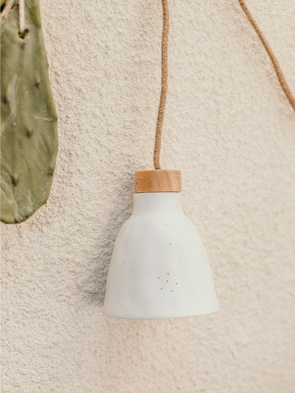 Lampe baladeuse points en céramique blanche