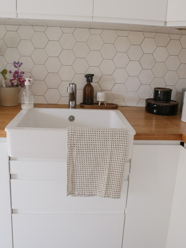 Torchon a vaisselle 100% coton gaufré noir et blanc