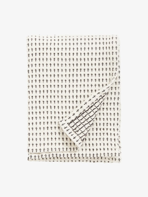 Torchon à vaisselle de qualité 100% coton gaufré, blanc et noir.