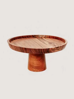 Présentoir à gâteaux sur pied en bois de Teck. Taille L, Ø 28 cm