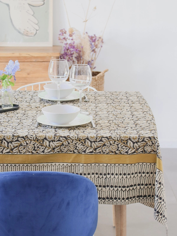 nappe block print marron