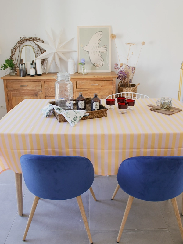 nappe imperméable rayures jaune et orange