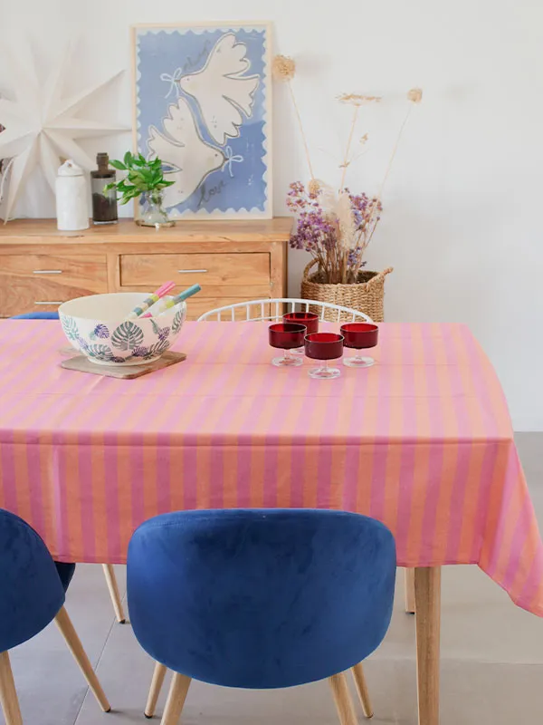 nappe rayures rose orange imperméable, extérieur