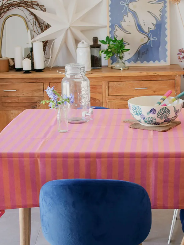 nappe-rayures-rose-orange nappe rayures rose orange, antitache