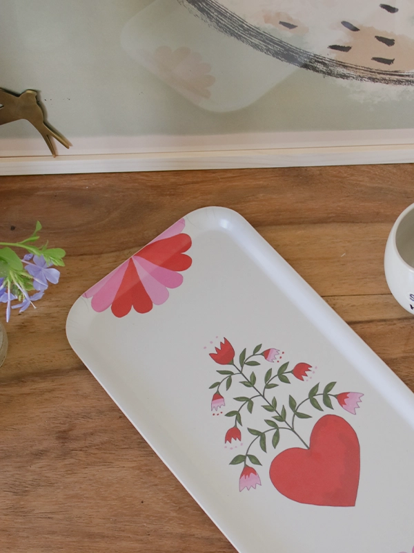 petit plateau café coeur rouge