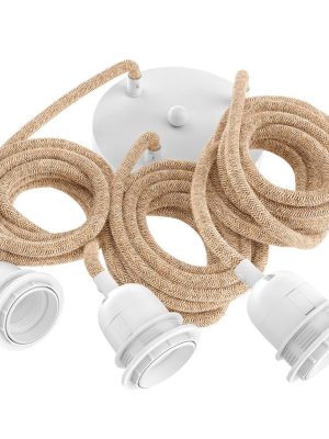 Kit suspension luminaires. Triple câbles électriques en jute et douilles E27. 2.50m - Objets déco - photo 2