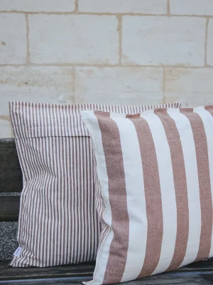 Coussin de jardin extérieur rayé beige | 50×50 cm☀️
